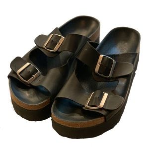 Sixty Seven black “birkenstock” platform sandals